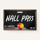 School Teacher Chalkboard Student Hall Pass Badge (Voorkant)
