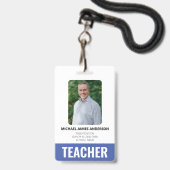 School Teacher Custom Employee ID Badge (Front with Lanyard)