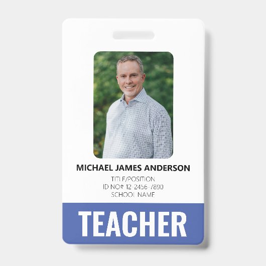School Teacher Custom Employee ID Badge (Front)