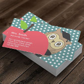 School Teacher Cute Apple & Owl Visitekaartje