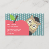 School Teacher Cute Apple & Owl Visitekaartje (Voorkant)