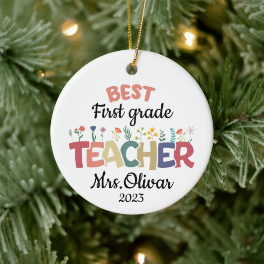 School Teacher Gift Gepersonaliseerde Beste Leraar Keramisch Ornament (Boom)