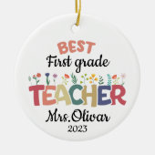 School Teacher Gift Gepersonaliseerde Beste Leraar Keramisch Ornament (Voorkant)
