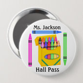 School Teacher Hall Pass - SRF Ronde Button 4,0 Cm (Voorkant /achterkant)