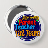 School Teacher Ouder LABEL TEAM Ronde Button 4,0 Cm (Voorkant /achterkant)