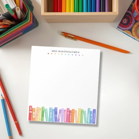 School Teacher Rainbow Color Books Custom Notitieblok
