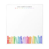 School Teacher Rainbow Color Books Custom Notitieblok (Voorkant)