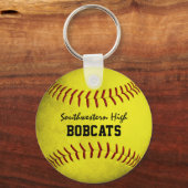 School team en speler noemen gele softball sleutelhanger (Voorkant)