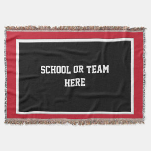 School Team Spirit Blanket Black White Border Deken