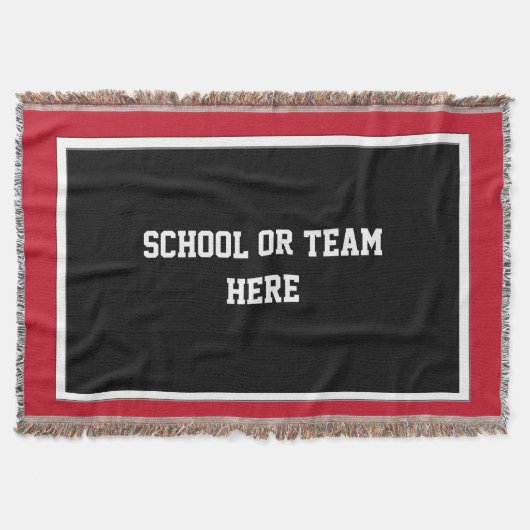 School Team Spirit Blanket Black White Border Deken (Voorkant)