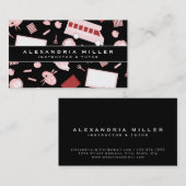 School-testpatroonpatroon | Zwart wit en roze Visitekaartje (Voorkant / Achterkant)