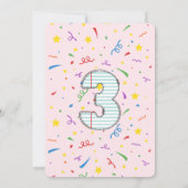 School Thema Roze 3e Verjaardagsfeestje Kaart (Achterkant)