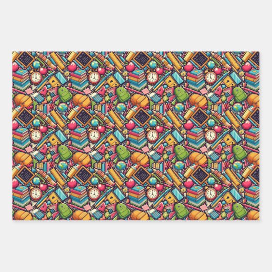 School Thema Verpakking Papier Flat Sheet Set van Inpakpapier Vel (Voorkant 3)