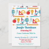 School Theme Birthday Invitation Education Teacher Kaart (Voorkant)