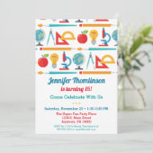 School Theme Birthday Invitation Education Teacher Kaart (Staand voorkant)