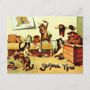 School Time Cats Louis Wain Briefkaart