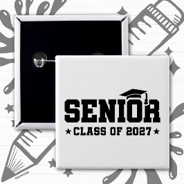 School trots afstudeerjaar senior klas van 2027 vierkante button 5,1 cm