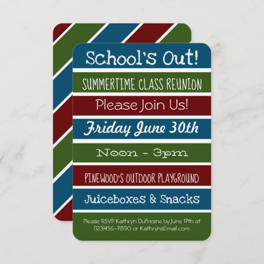 School uit Summertime class Reunion Kaart (Voorkant / Achterkant)