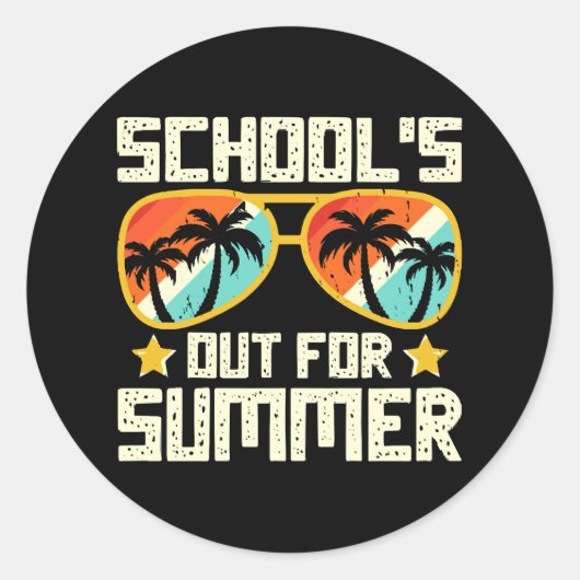 School Uit Voor De Zomer Ronde Sticker (Voorkant)