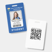 School University Student ID Badge Sjabloon Blauw (Voor- en achterkant)