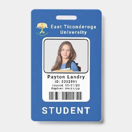 School University Student ID Badge Sjabloon Blauw