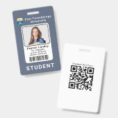 School University Student ID Badge Sjabloon Grijs (Voor- en achterkant)