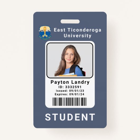 School University Student ID Badge Sjabloon Grijs (Voorkant)