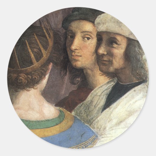 School van Athene door Raphael, Vintage Renaissanc Ronde Sticker (Voorkant)