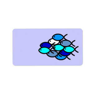 School van Christelijke vissymbolen - Blauw - Etiket
