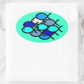 School van Christelijke vissymbolen - Blauw - Ovale Sticker (Tas)