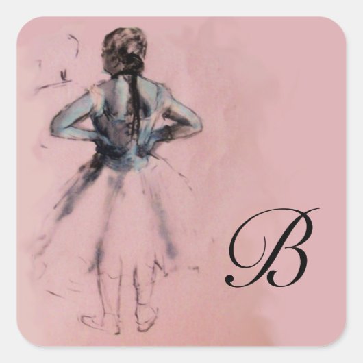SCHOOL VAN DANCE / BALLERINA PINK BALLET DANCER VIERKANTE STICKER (Voorkant)