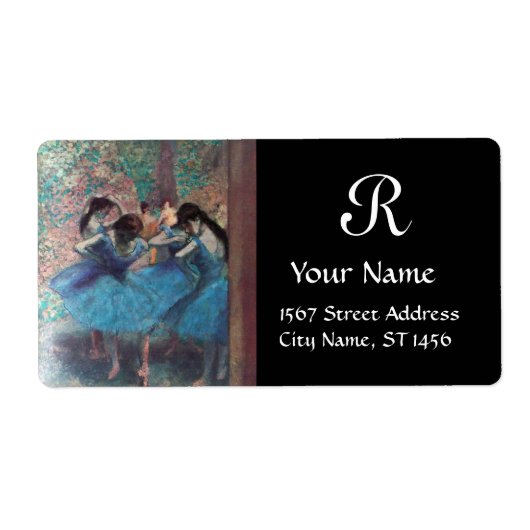 SCHOOL VAN DANS/BALLERINA BALLET DANCER MONOGRAM ETIKET (Voorkant)