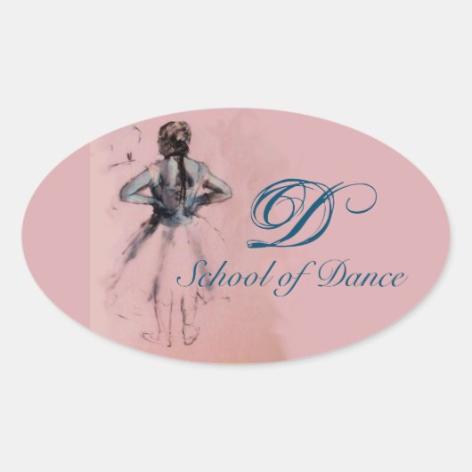 SCHOOL VAN DANS/BALLERINA BALLET DANCER MONOGRAM OVALE STICKER (Voorkant)