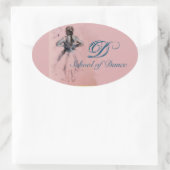 SCHOOL VAN DANS/BALLERINA BALLET DANCER MONOGRAM OVALE STICKER (Tas)