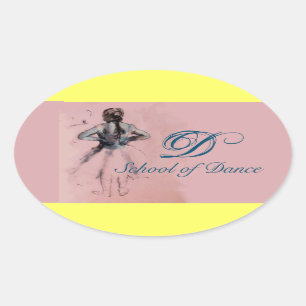 SCHOOL VAN DANS/BALLERINA BALLET DANCER MONOGRAM OVALE STICKER