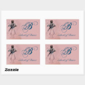 SCHOOL VAN DANS/BALLERINA BALLET DANCER MONOGRAM RECHTHOEKIGE STICKER (Vel)