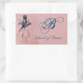 SCHOOL VAN DANS/BALLERINA BALLET DANCER MONOGRAM RECHTHOEKIGE STICKER (Tas)