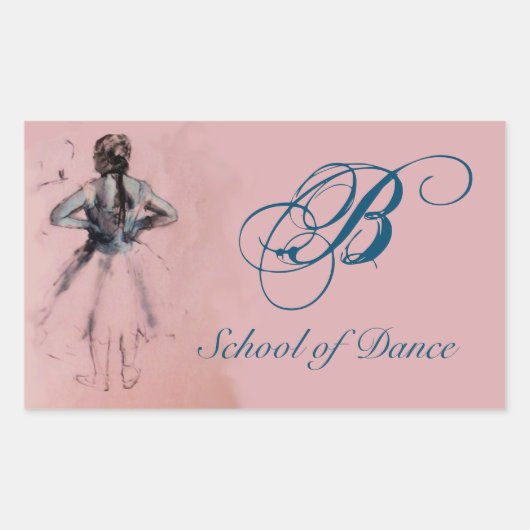 SCHOOL VAN DANS/BALLERINA BALLET DANCER MONOGRAM RECHTHOEKIGE STICKER (Voorkant)
