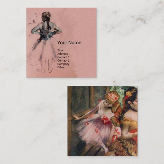 SCHOOL VAN DANS/BALLERINA BALLET DANCERS IN PINK VIERKANTE VISITEKAARTJE (Voorkant / Achterkant)