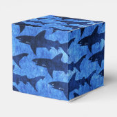School van haaien blauw patroon bedankdoosjes (Achterkant)
