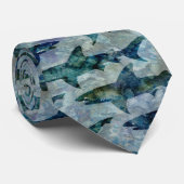 School van haaien in Watery Blue Stropdas (Opgerold)