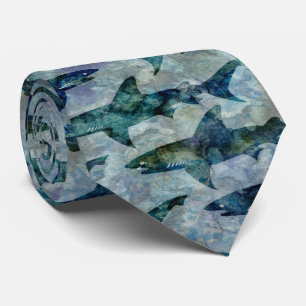 School van haaien in Watery Blue Stropdas