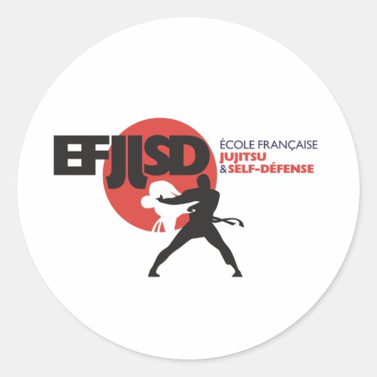 School van JuJitsu en Self-Défense Ronde Sticker (Voorkant)