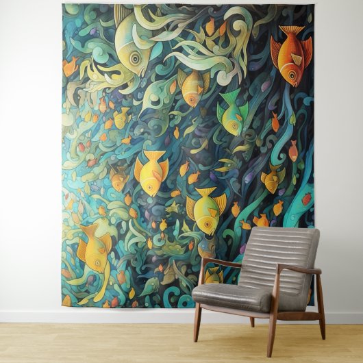 School van rifvissen wandkleed (In situ)