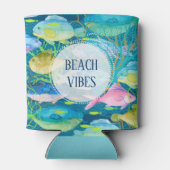 School van Tropische Vis Strand Vibes Blikjeskoeler (Achterkant)