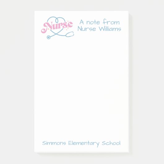 School Verpleegkundige Stethoscoop Hart Aangepaste Post-it® Notes (Voorkant)