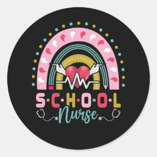 School Verpleegkundige Teacher Rainbow Boho Stetho Ronde Sticker