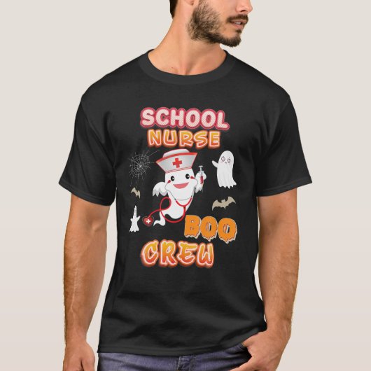 School-verpleegster Boo Crew Halloween Ghost Witch T-shirt (Voorkant)