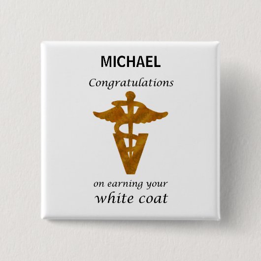 School Veterinary White Coat Ceremony Vierkante Button 5,1 Cm (Voorkant)