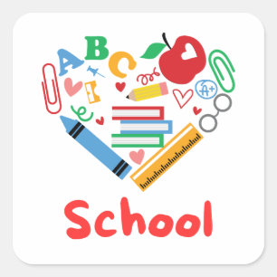 School Vierkante Sticker
